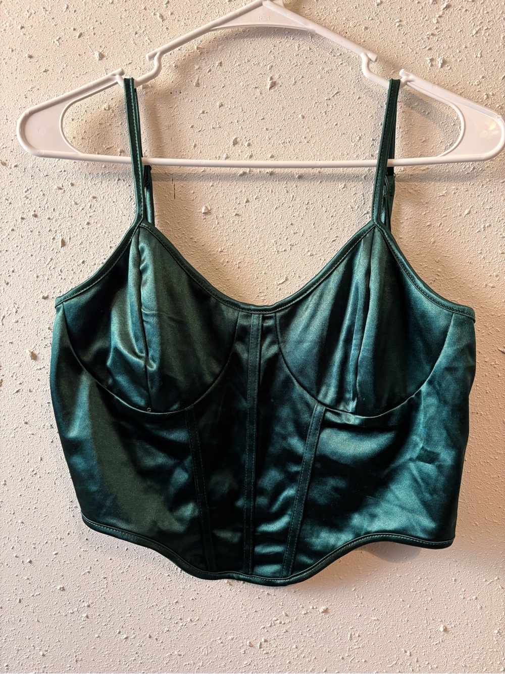 SHEIN Emerald Green Satin Corset Crop Top